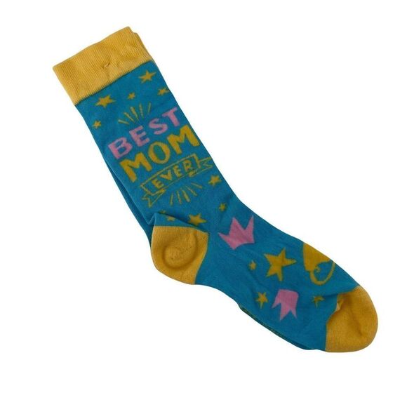 Primitives by Kathy Socks Worlds Best Mom Blue Yellow Trophy Mothers Day Gift OS - Picture 1 of 5